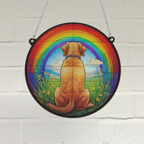 Labrador Yellow Rainbow Bridge Stained Glass Effect Suncatcher